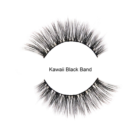 Kawaii Lashes Black band | Natural Faux Mink
